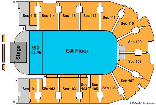 Grossinger Motors Arena GA Floor Seating Chart